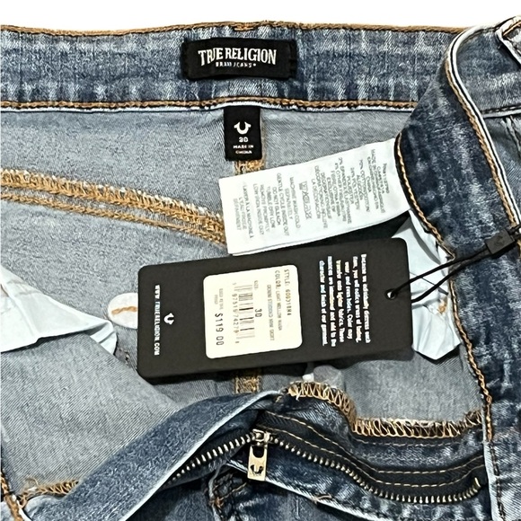 True Religion Light Mellow Wash Denim Studded Cotton Mini Skirt Size: 30 - Picture 5 of 9